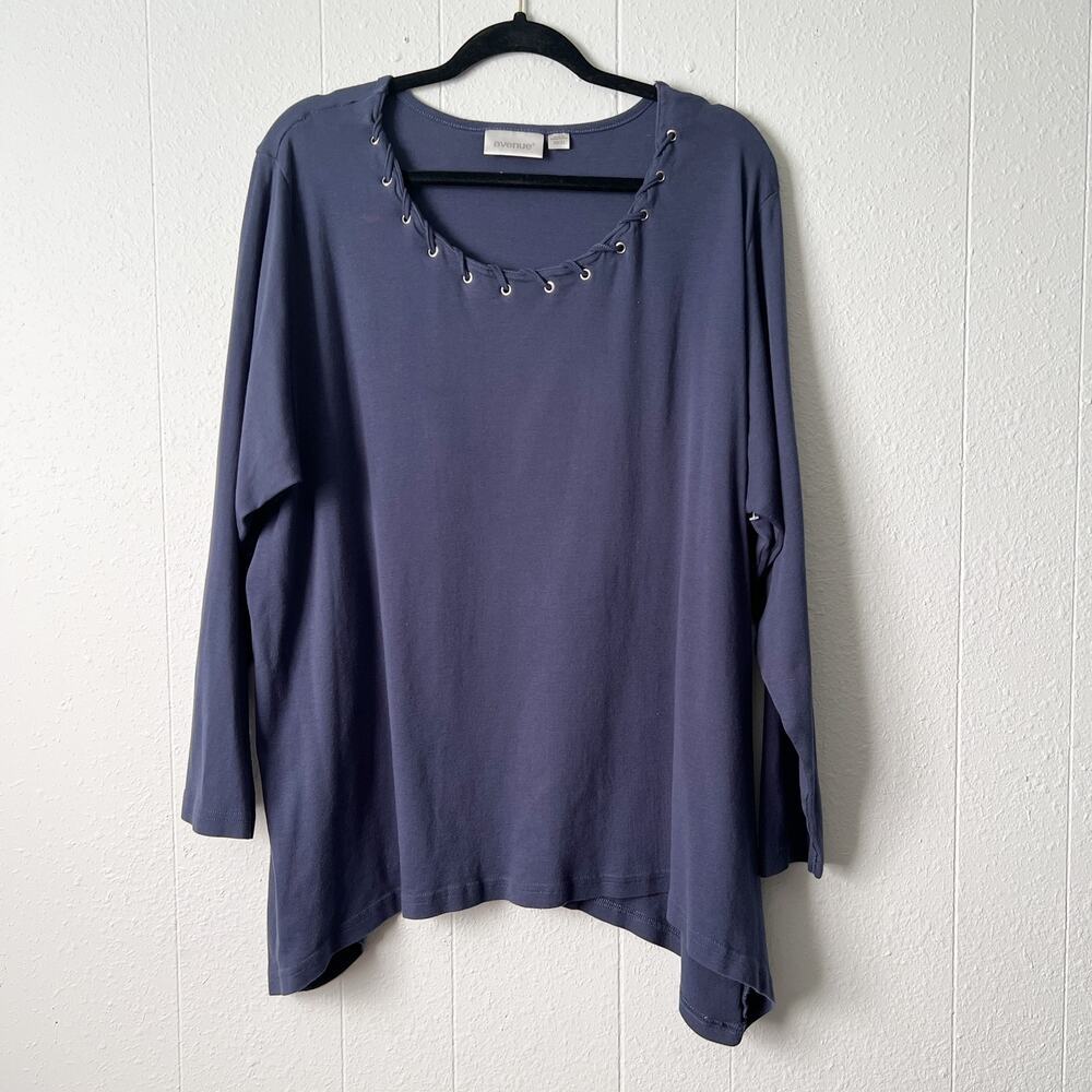 Avenue Womens Top 30/32 100% Cotton Long Sleeve Stretch Casual Minimalist